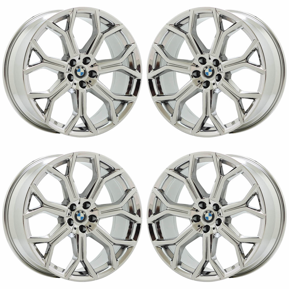 21x9.5" BMW X5 X7 Bright Chrome wheels rims Factory OEM set 86533
